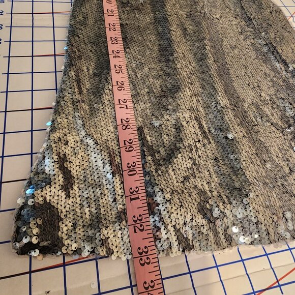 Rare London Silver Sequin Cupped Mini Dress Size 4 Missing Sequins - Picture 4 of 11